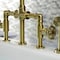 Kingston Brass KS2337CG Industrial Style Bridge Kitchen Faucet with Brass Sprayer, Brushed Brass KS2337CG - alternate 2